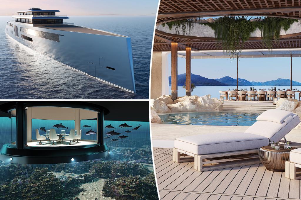 Luxury Gigayacht With Retractable Balconies, Underwater Living Room Called 'Nemo Lounge'